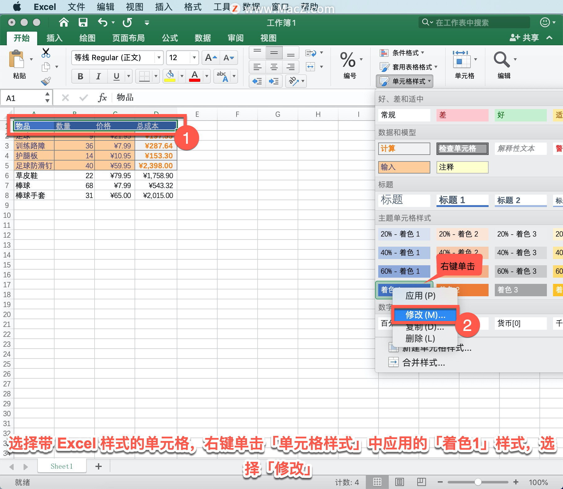 Microsoft Excel 教程，如何在 Excel 中更改单元格的格式？_苹果mac_05