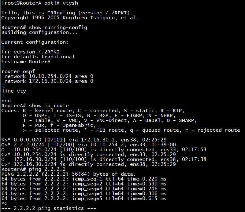 CentOS7下利用FRR路由套件实现OSPF动态路由组网_centos_21