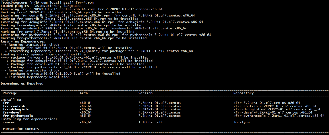CentOS7下利用FRR路由套件实现OSPF动态路由组网_centos_13
