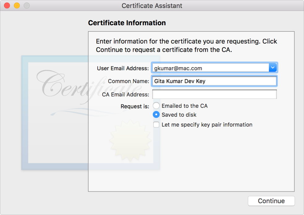 苹果开发者申请-创建证书签名请求_密钥对