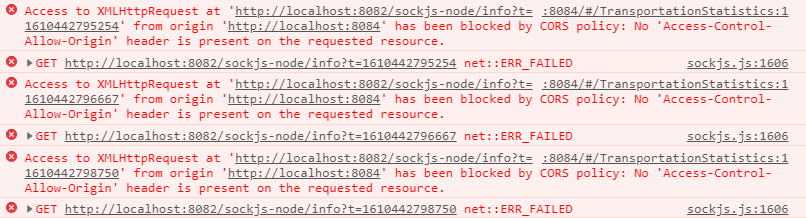 Access to XMLHttpRequest at ‘http://localhost:8082/sockjs-node/info?t=1610442684722‘ from origin ‘ht_端口号