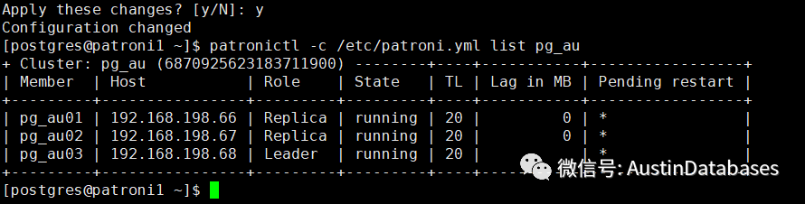 PostgreSQL  来自欧罗巴Patroni   Patroni 管理下的POSTGRESQL 怎么修改参数  7_重启动_13