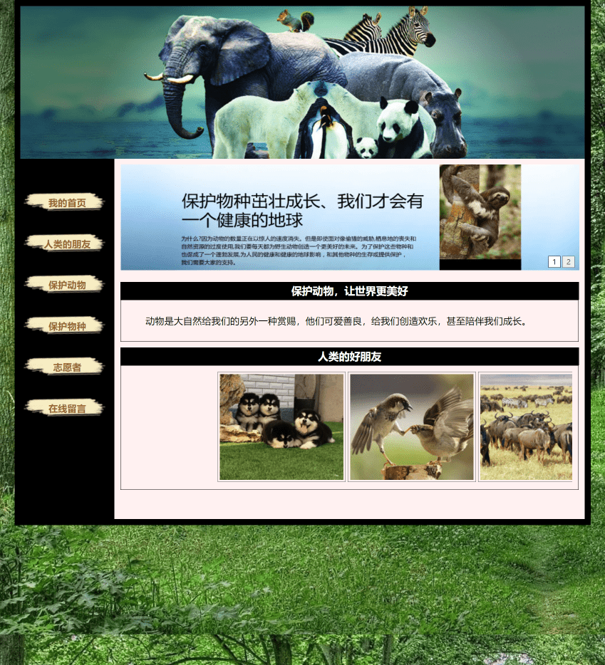 HTML网页设计：爱护动物题材——保护动物大象(6页) HTML网页设计结课作业 web课程设计网页规划与设计 网页设计成品DW静态网页_html_02