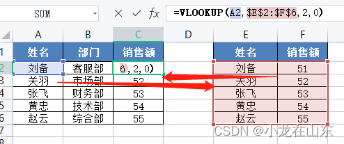 Excel的VLOOKUP函数实现JOIN查询_2d