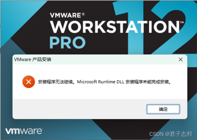 安装程序无法继续。Microsoft Runtime DLL安装程序未能完成安装。win11按照VMware12版本遇到问题解决办法总结Windows11安装VMware16版本可以正常安装使用_windows_02