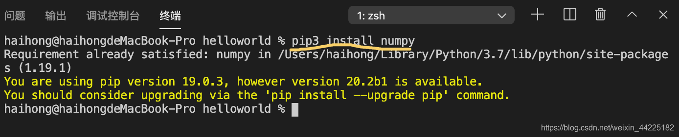 Python学习笔记（14）~Mac端Vscode使用pip命令安装numpy包_下载速度