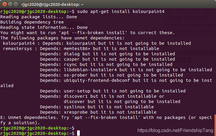 E:  dependencies. Try ‘apt --fix-broken install‘ with no packages (or specify a solution)._apt