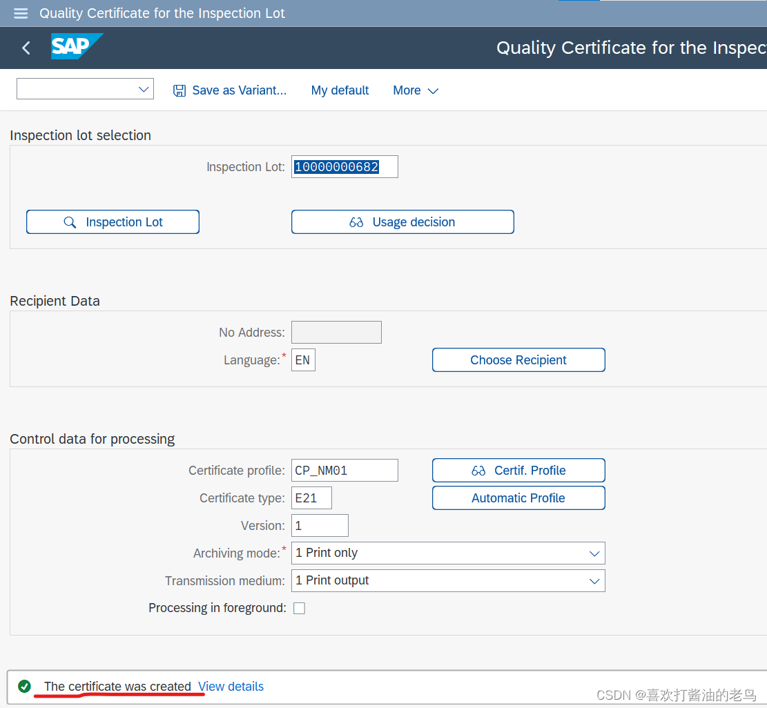 SAP QM Outgoing Quality Certificate初探_QC01_11