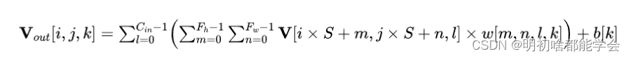 Vout[i,j,k]= >y-1(>盈d>o' V[i × S + m,jx S＋n,lx u[m, n, l,k)+ b[lk