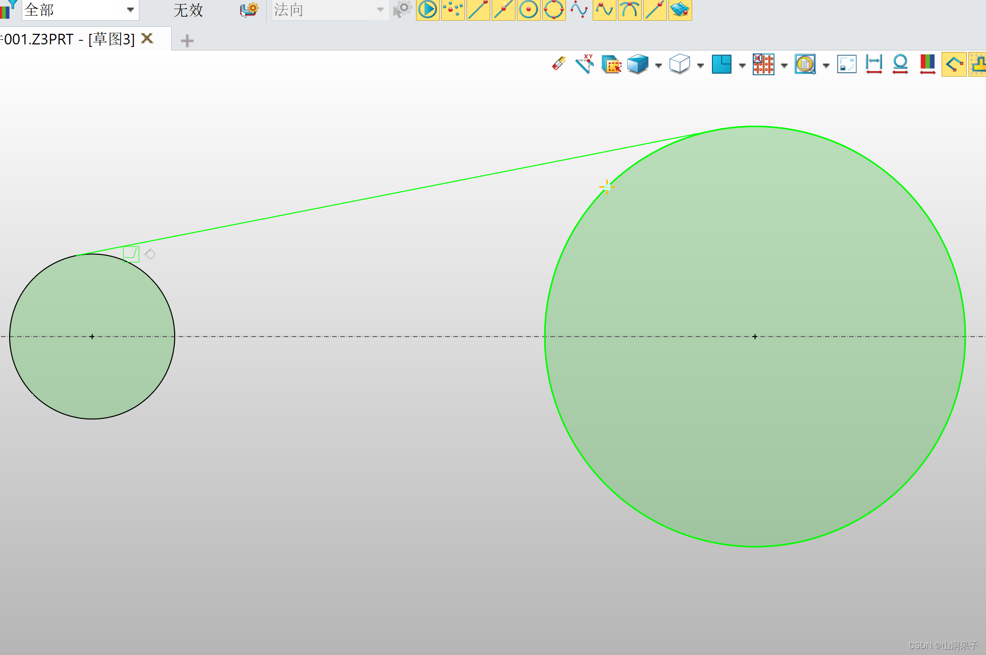 中望3D2024如何快速绘制两个圆的公切线_右键_02