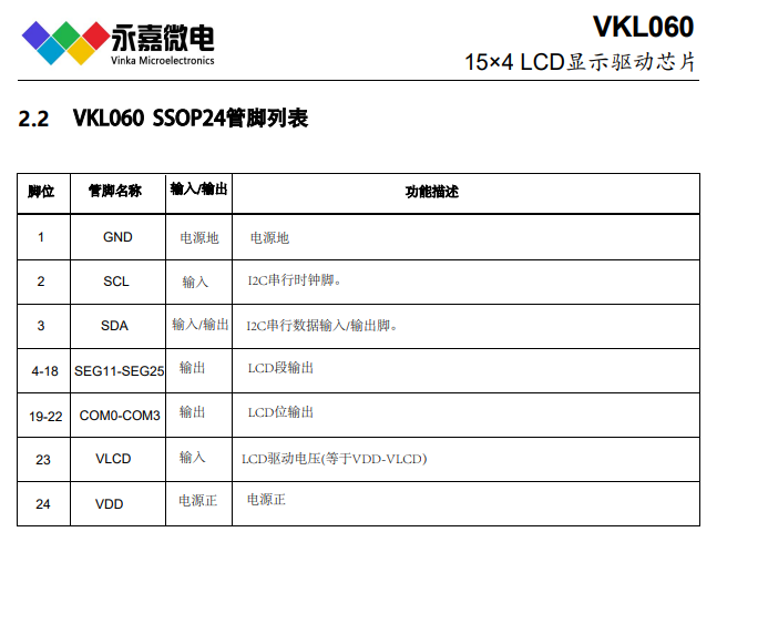超低功耗抗干扰LCD液晶显示驱动控制芯片（IC）：VKL060，工作电流小，功耗低 _低功耗